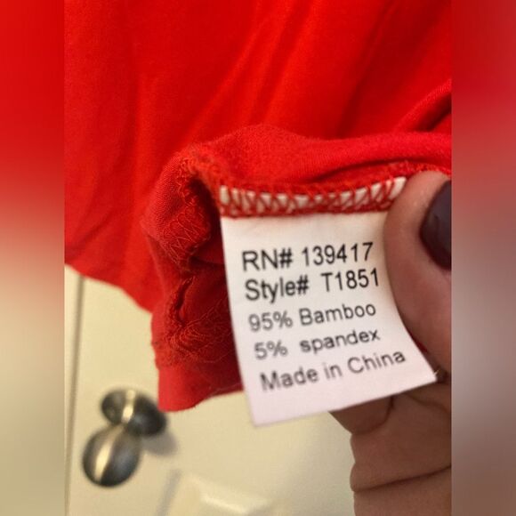 Piko 1988 Bamboo Stretch Blend Cherry Red Boat Neck Drop Shoulder Long Sleeve Sm - Picture 4 of 7